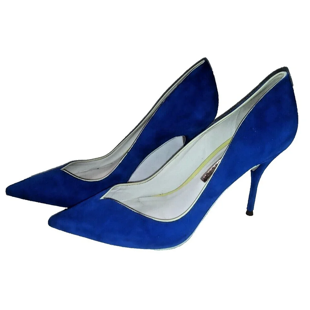 Sophia Webster Sz 40 Blue Suede Shoes 9 / 9.5 US   Made in Brazil Heels Stiletto - Picture 8 of 11
